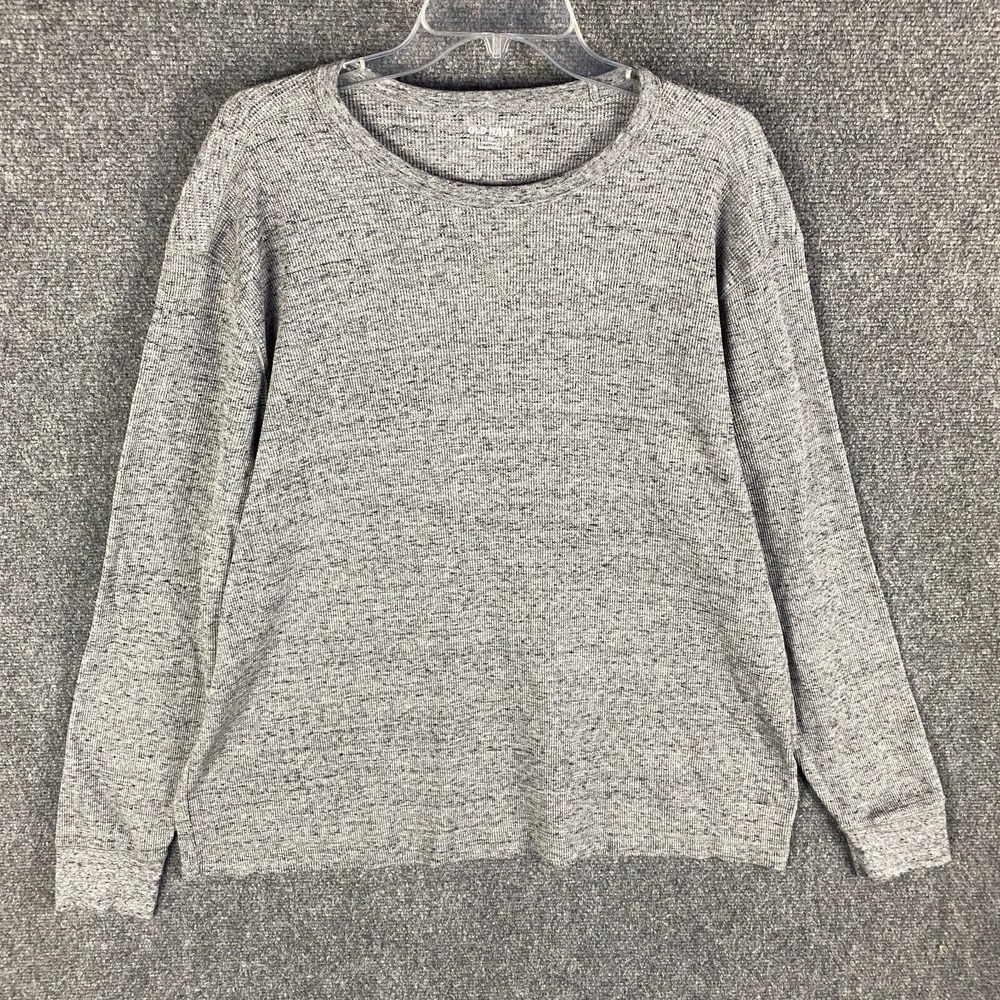 Old Navy Waffle Knit‎ Thermal Shirt Men's XXL 2XL Pullover Gray Cotton Blend